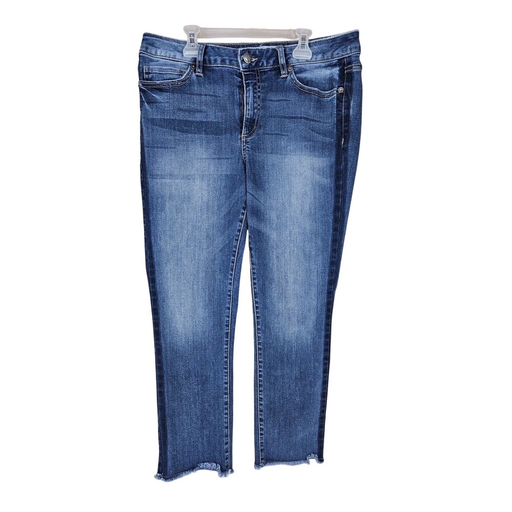 Miss Me Womens Size 30 Mid Rise Crop Straight Jeans Frayed Hem